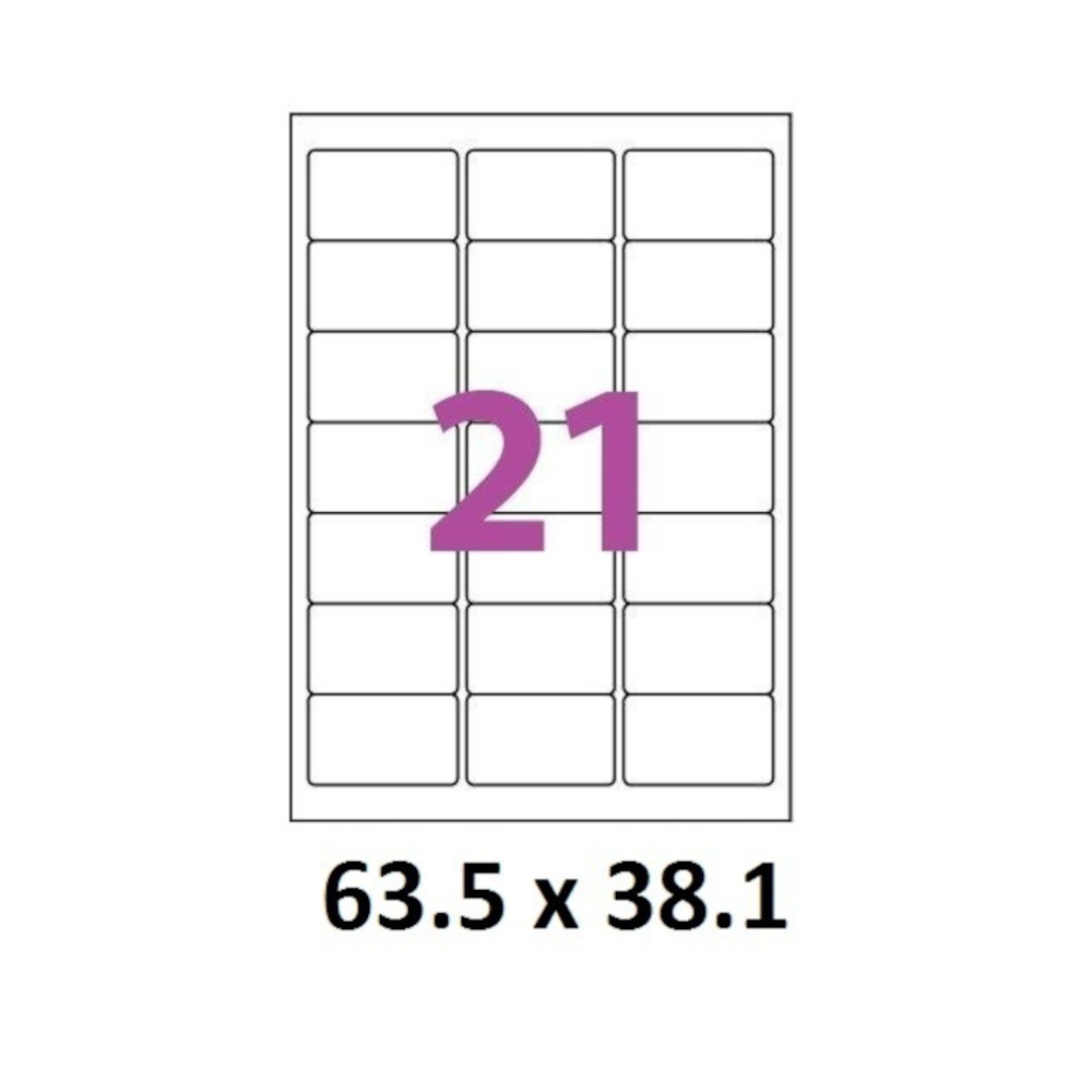 planche A4 21 étiquettes pour timbre 63,5 x 38,1mm