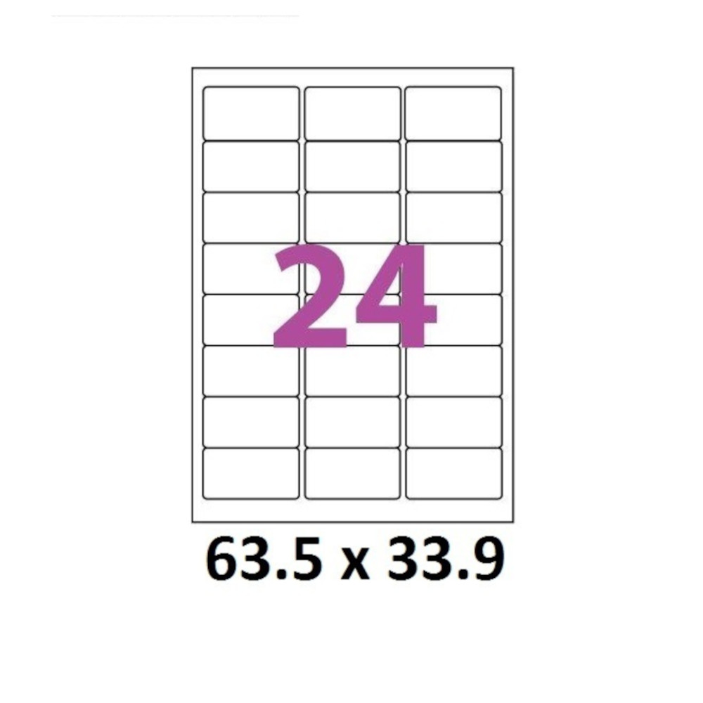 planche A4 de 24 etiquettes adresse 63,5 x 33.9mm avec marges