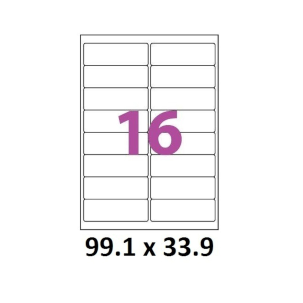 planche A4 16 étiquettes format 99.1 x 33.9 mm