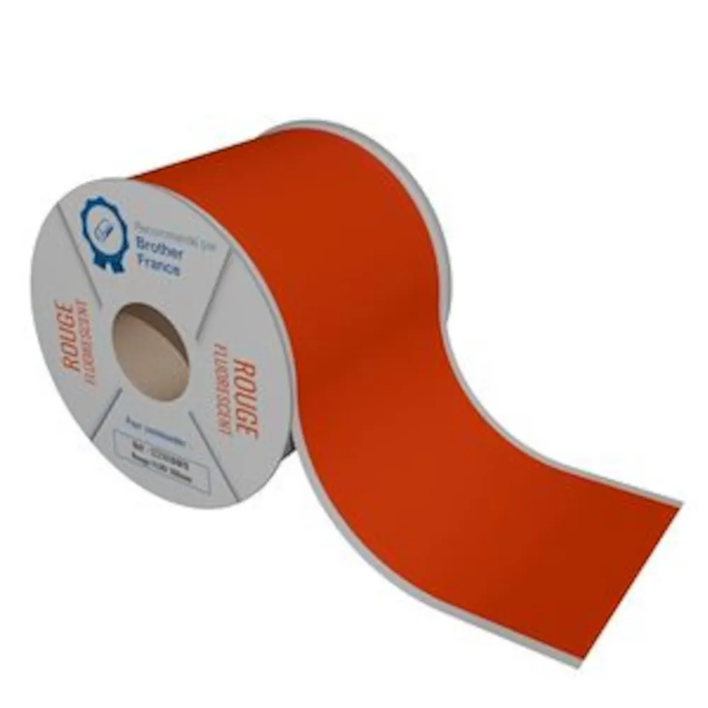 Rouleaux continu fluorescent rouge 100mm x 25m